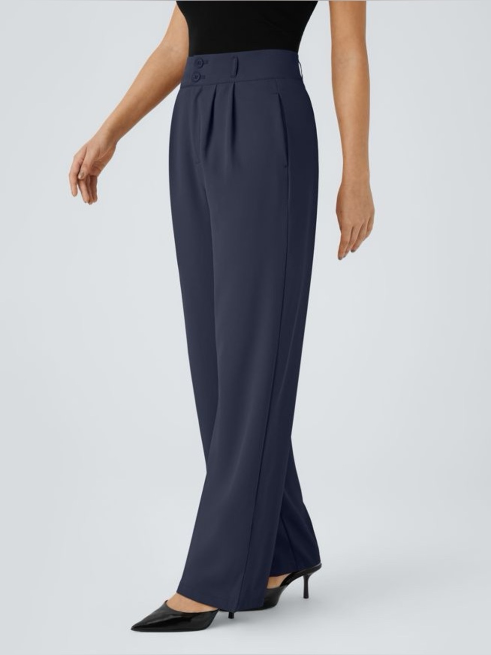 Halara Flex™ High Waisted Zipper Pocket Shirred Straight Leg Work Trousers